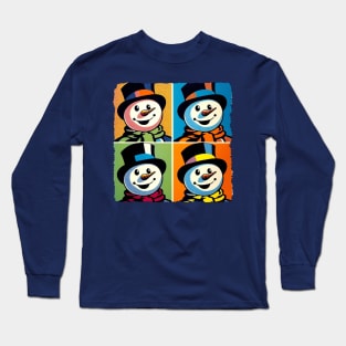 Frosty Fusion: Pop Art's Coolest Creation - Pop Snowman Long Sleeve T-Shirt